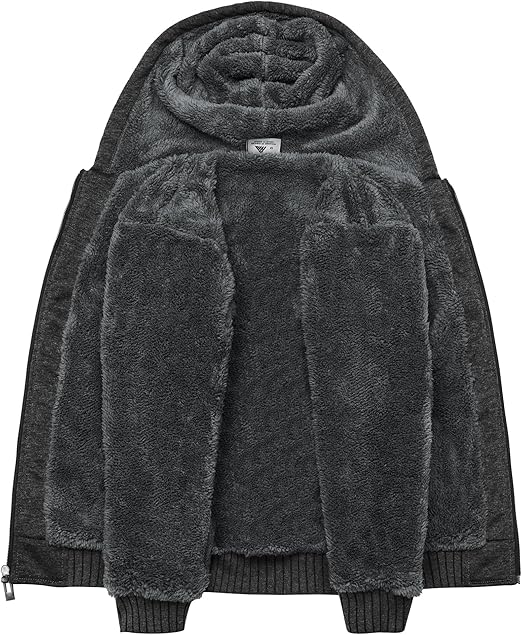 zitysport Boys Fleece Hoodie Kids Zippered Fleece Jacket Solid Sherpa Lined Hoodie Winter