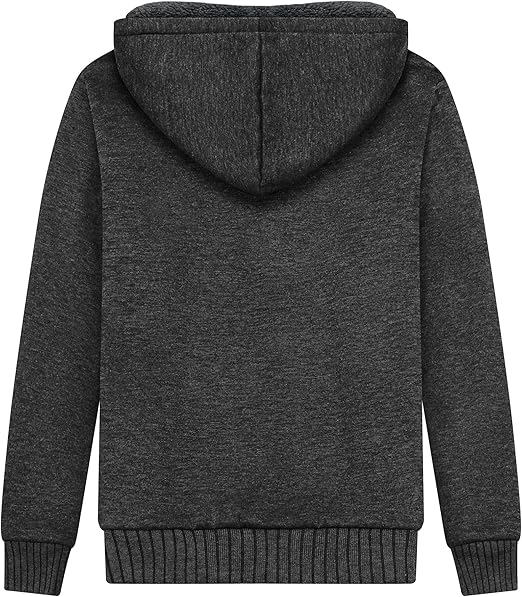 zitysport Boys Fleece Hoodie Kids Zippered Fleece Jacket Solid Sherpa Lined Hoodie Winter
